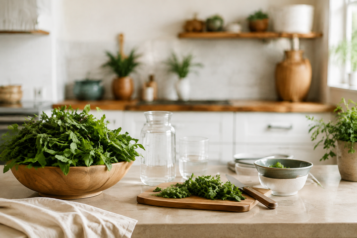 A kitchen with cookware, food storage, and a sink.